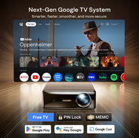 Aurzen D1 MAX smart projector with Google TV Plus and Android TV OS 14.0 interface