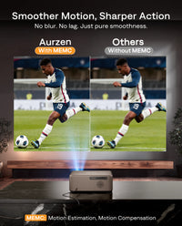 Aurzen D1 MAX projector with MEMC motion compensation for smoother sports and gaming