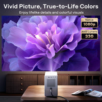 Aurzen EAZZE D1R Cube Roku TV Smart Projector displaying vivid 1080p full HD picture with 4K support