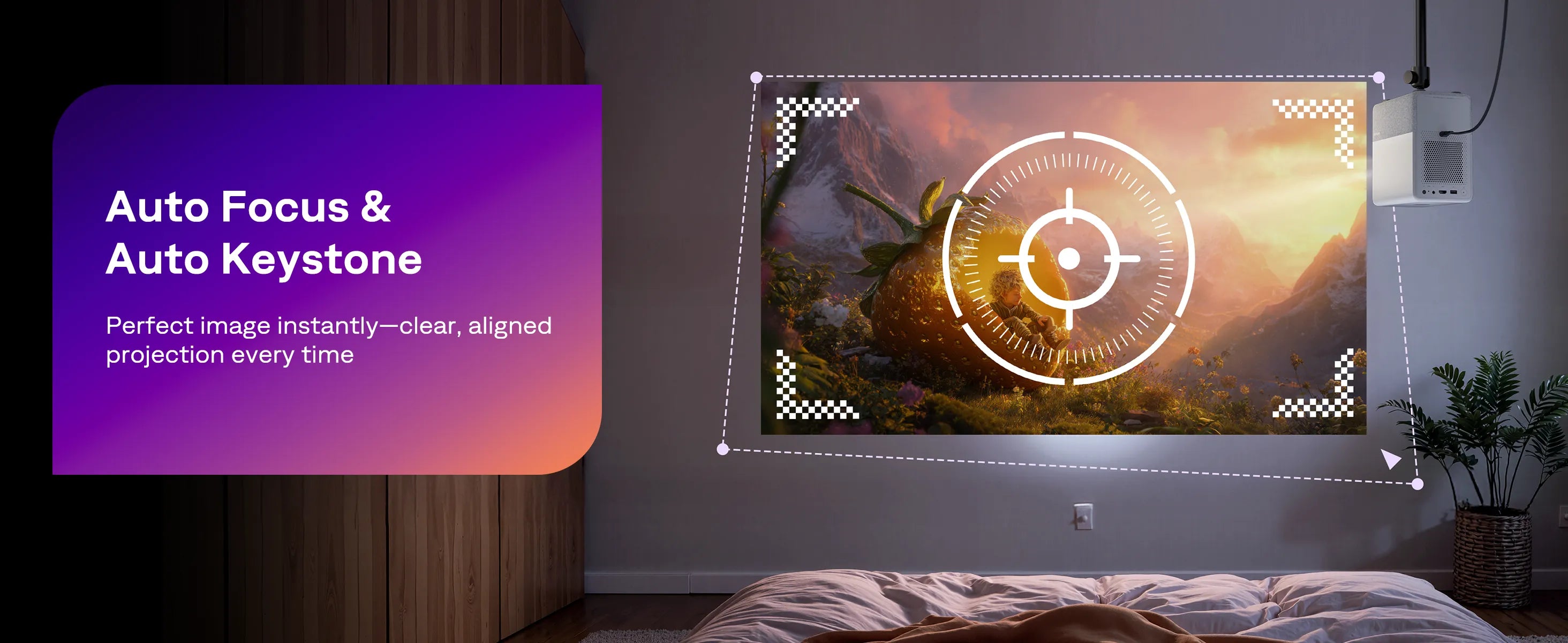 Aurzen D1R Cube projector with auto focus and auto keystone correction for perfect alignment