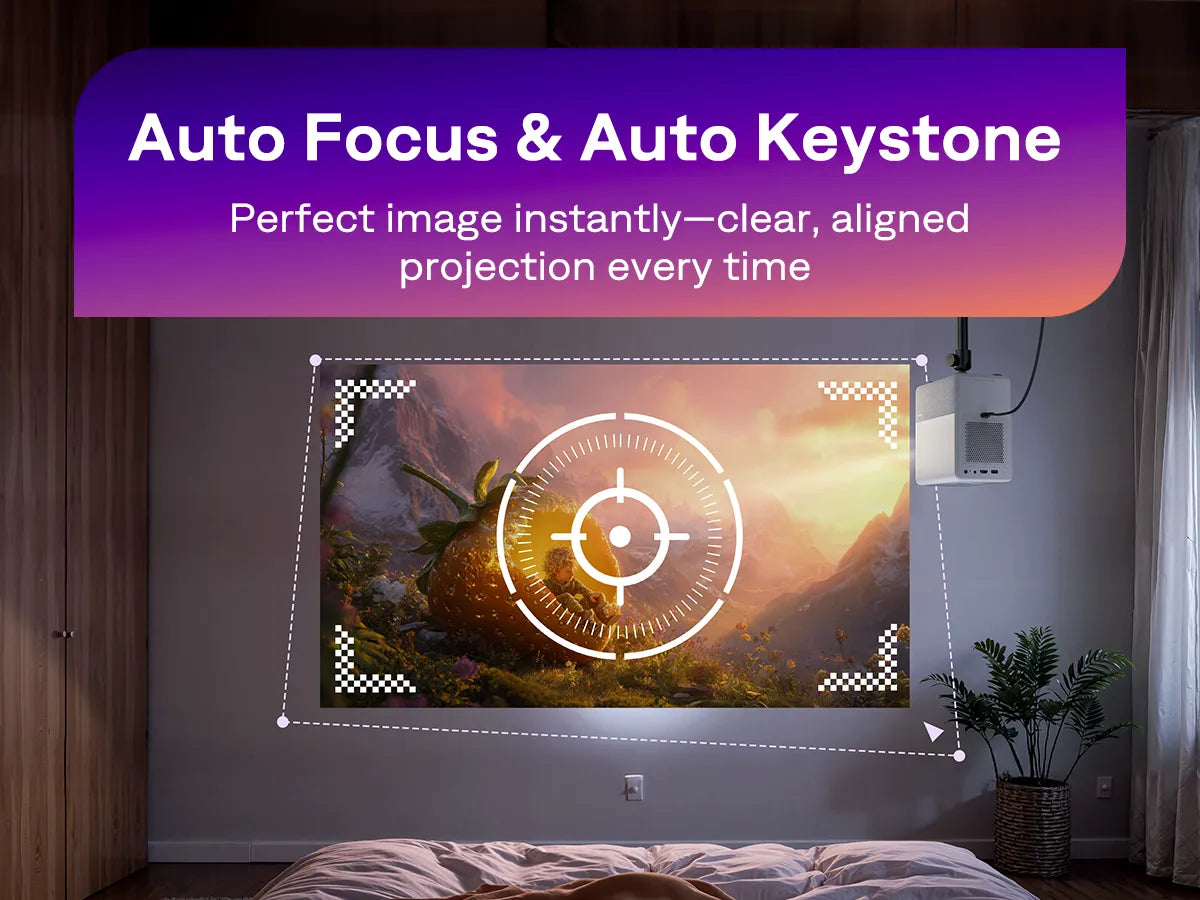 Aurzen D1R Cube projector with auto focus and auto keystone correction for perfect alignment