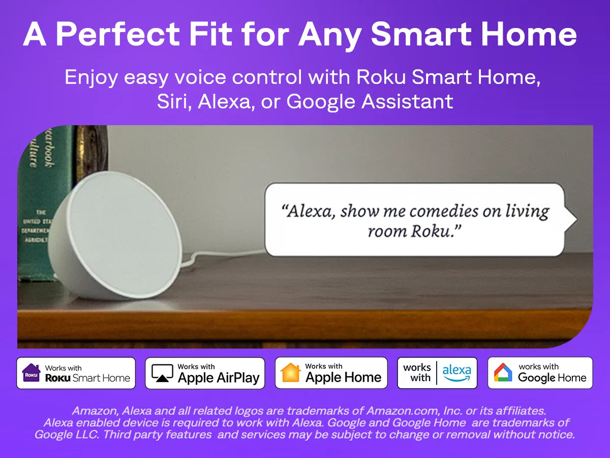 Aurzen Roku TV Smart Projector works with Alexa, Siri, Apple Home, Google Home voice control