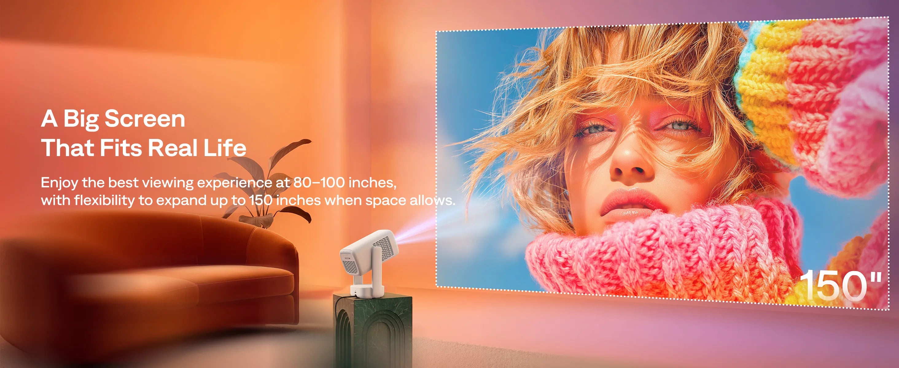 Aurzen EAZZE D1R air projector creates a flexible big-screen viewing experience up to 150 inches
