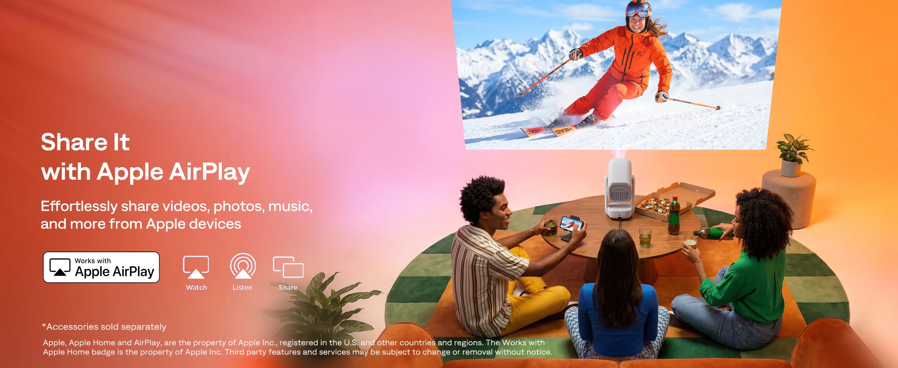 Aurzen EAZZE D1R air projector with Apple AirPlay for sharing videos, photos, and music