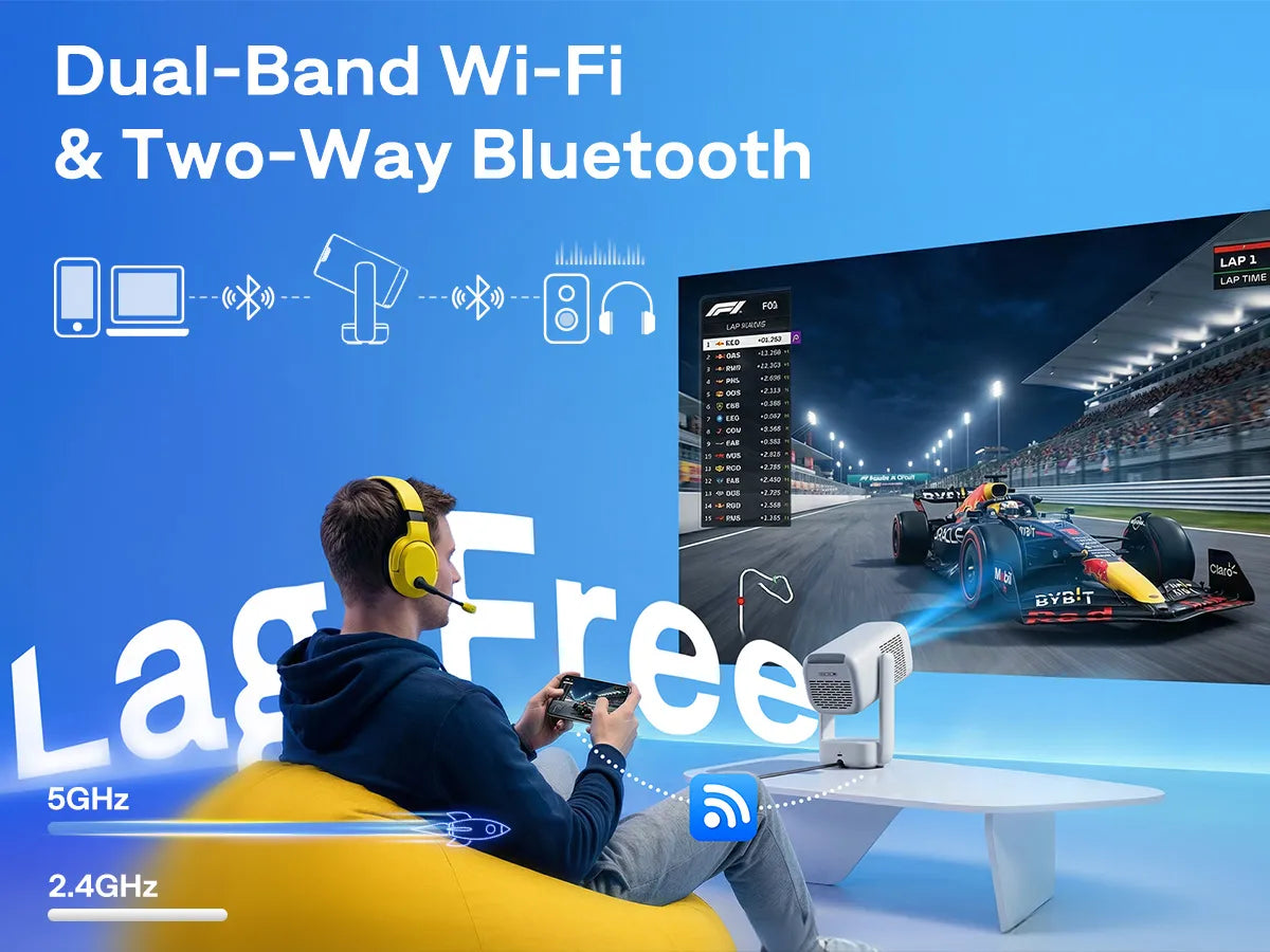 Aurzen EAZZE D1R air portable Roku TV smart projector for easy home and outdoor entertainment