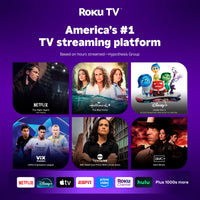 Roku TV interface showing Netflix, Disney+, Apple TV, Hulu, and other top streaming apps