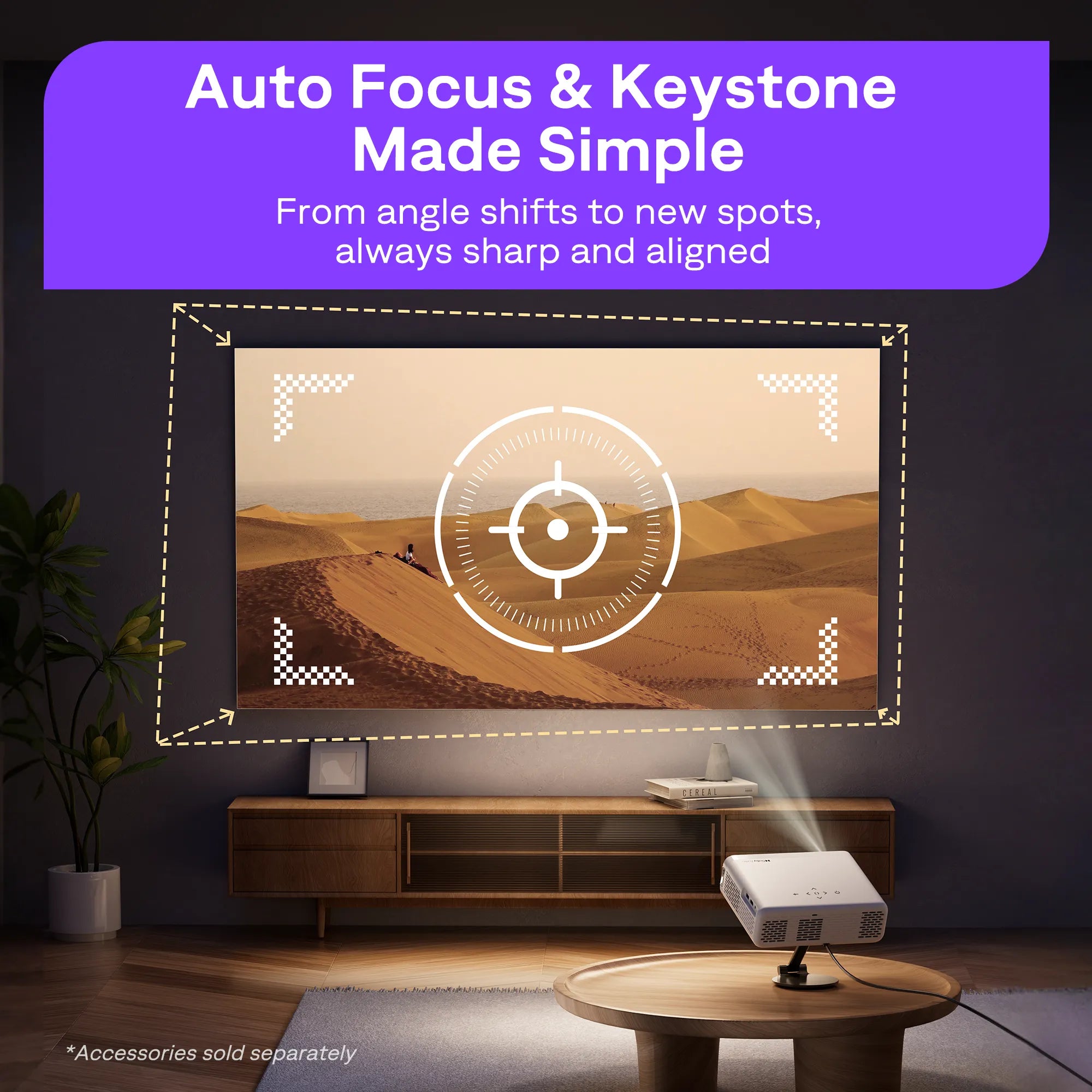 Aurzen Roku TV Smart Projector with auto focus and keystone correction feature