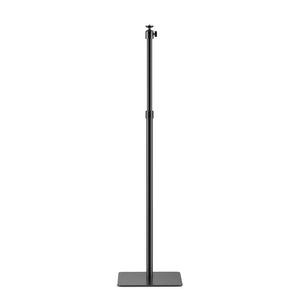 Adjustable projector stand with tall black metal pole and square base