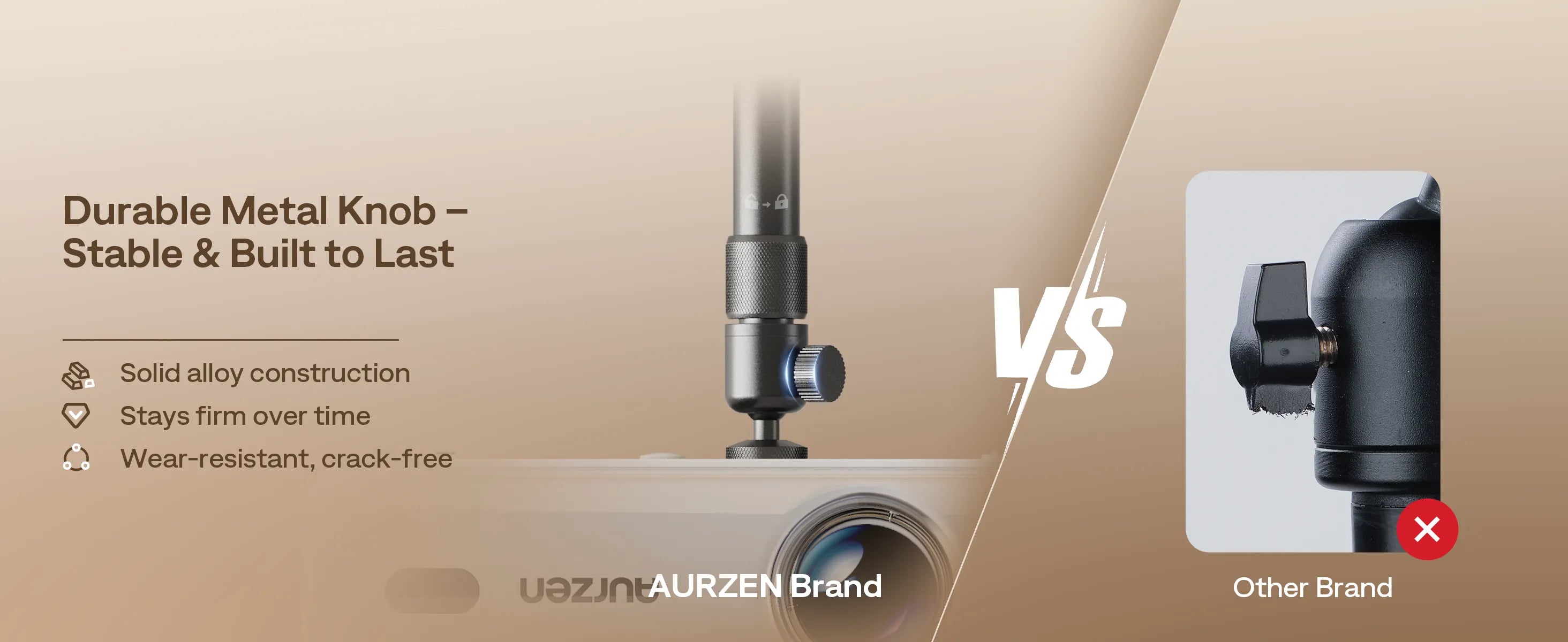 Aurzen projector mount durable metal knob vs cheap plastic knob comparison