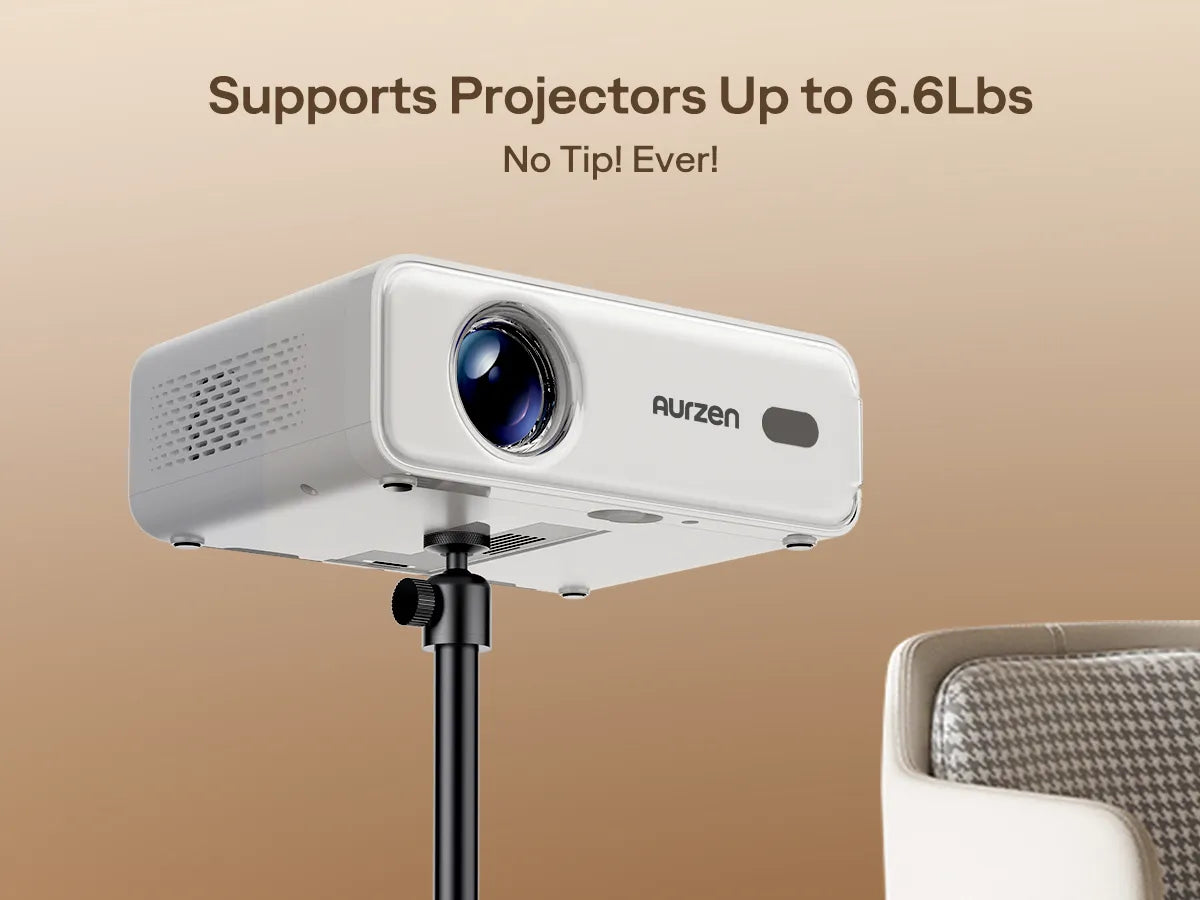 Aurzen Adjustable Projector Stand supports projectors up to 6.6 lbs with stable anti-tip design
