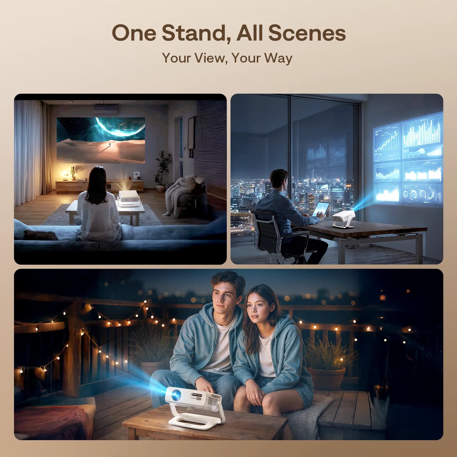 One stand for all scenes: Aurzen projector stand in living room, office, outdoor