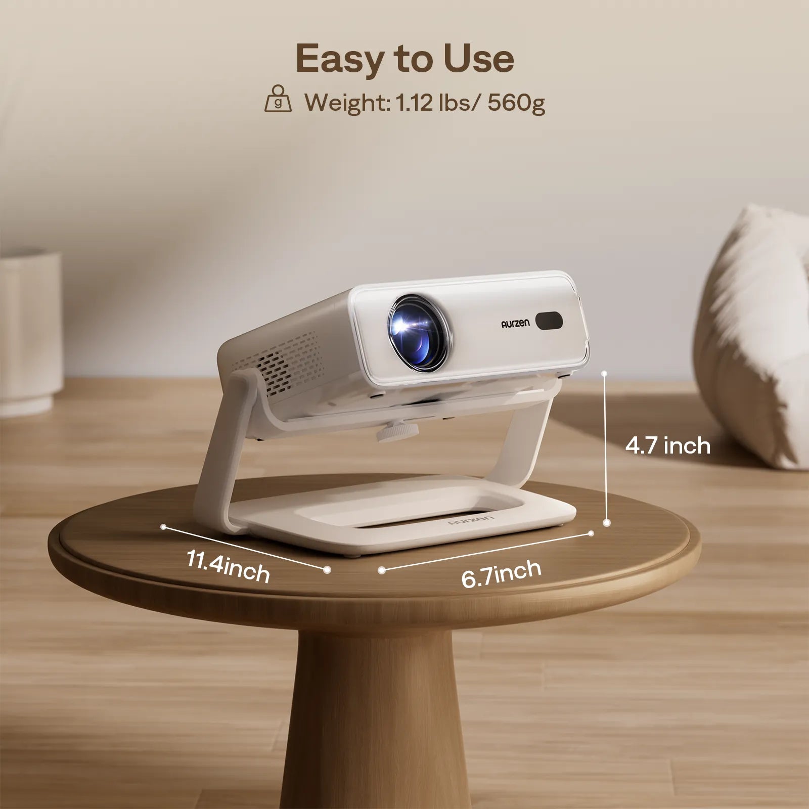 Aurzen projector stand dimensions with compact lightweight design