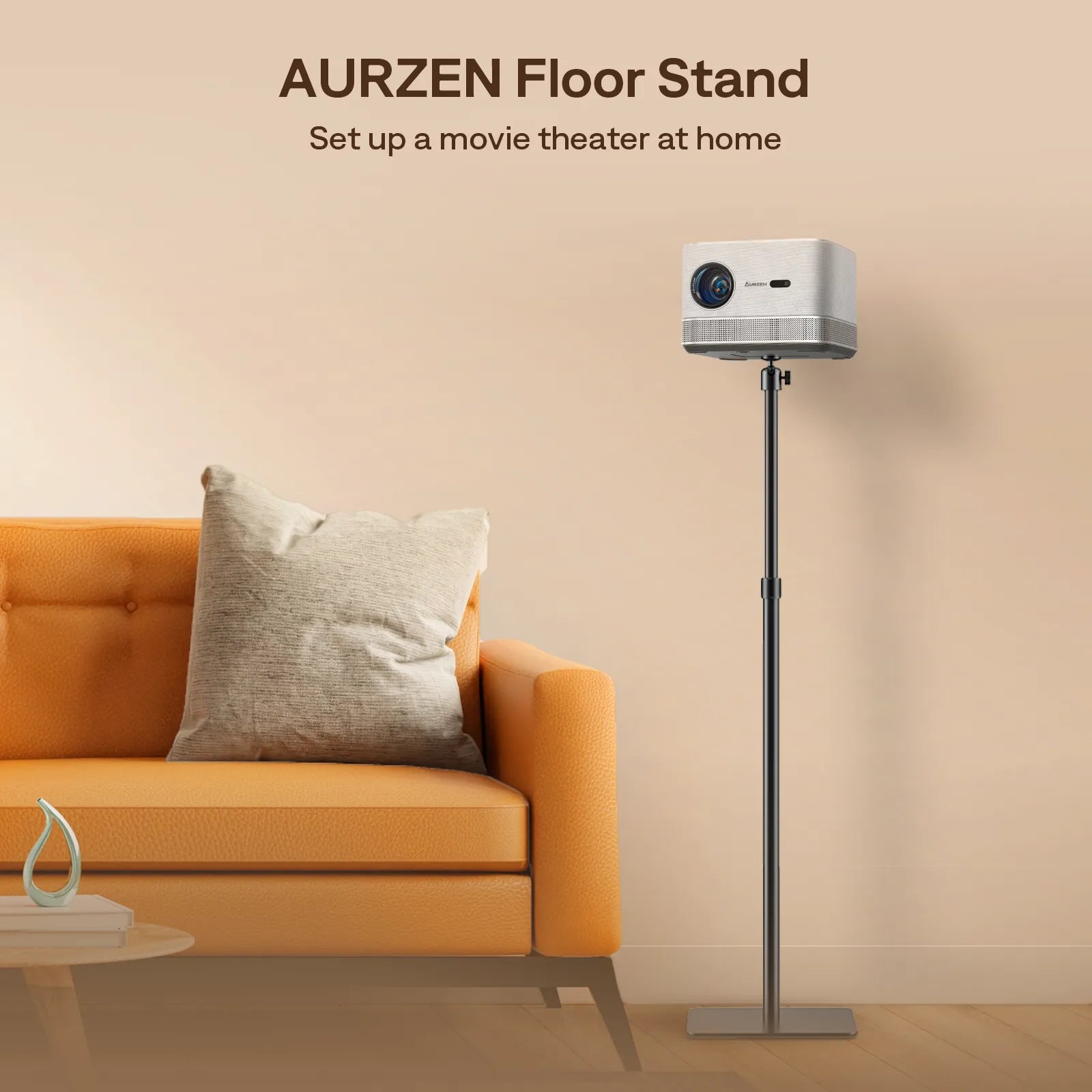 Aurzen Projector Floor Stand used for home theater setup with adjustable height