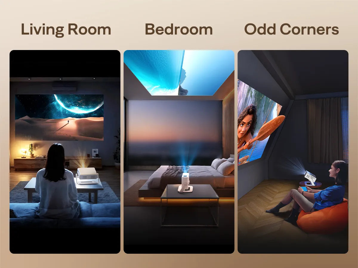Projector stand used in living room, bedroom ceiling projection, and odd corner setup