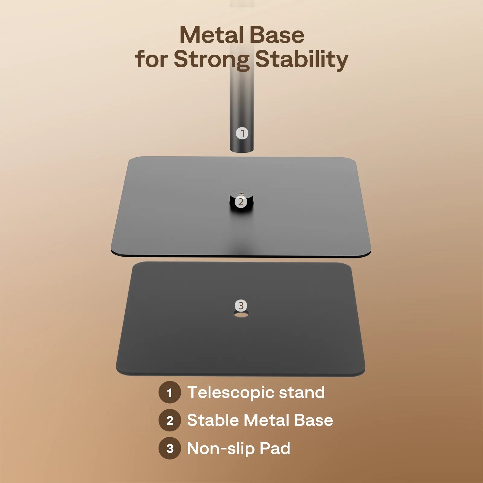 Aurzen Projector Stand with sturdy metal base and non-slip pad for stability