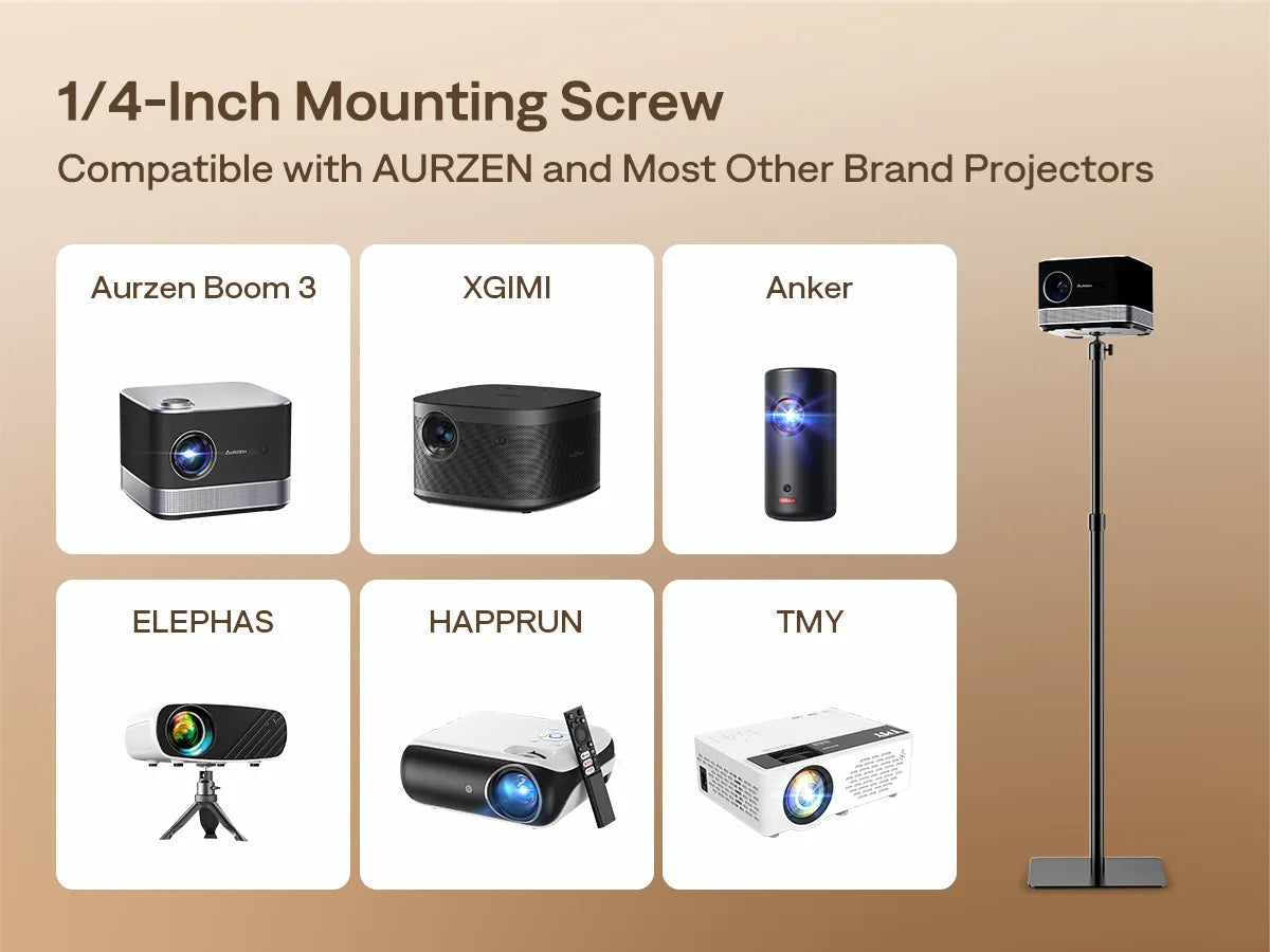 Aurzen Projector Stand with 1/4 inch mounting screw compatible with Aurzen, XGIMI, Anker, ELEPHAS, HAPPRUN, TMY projectors and more