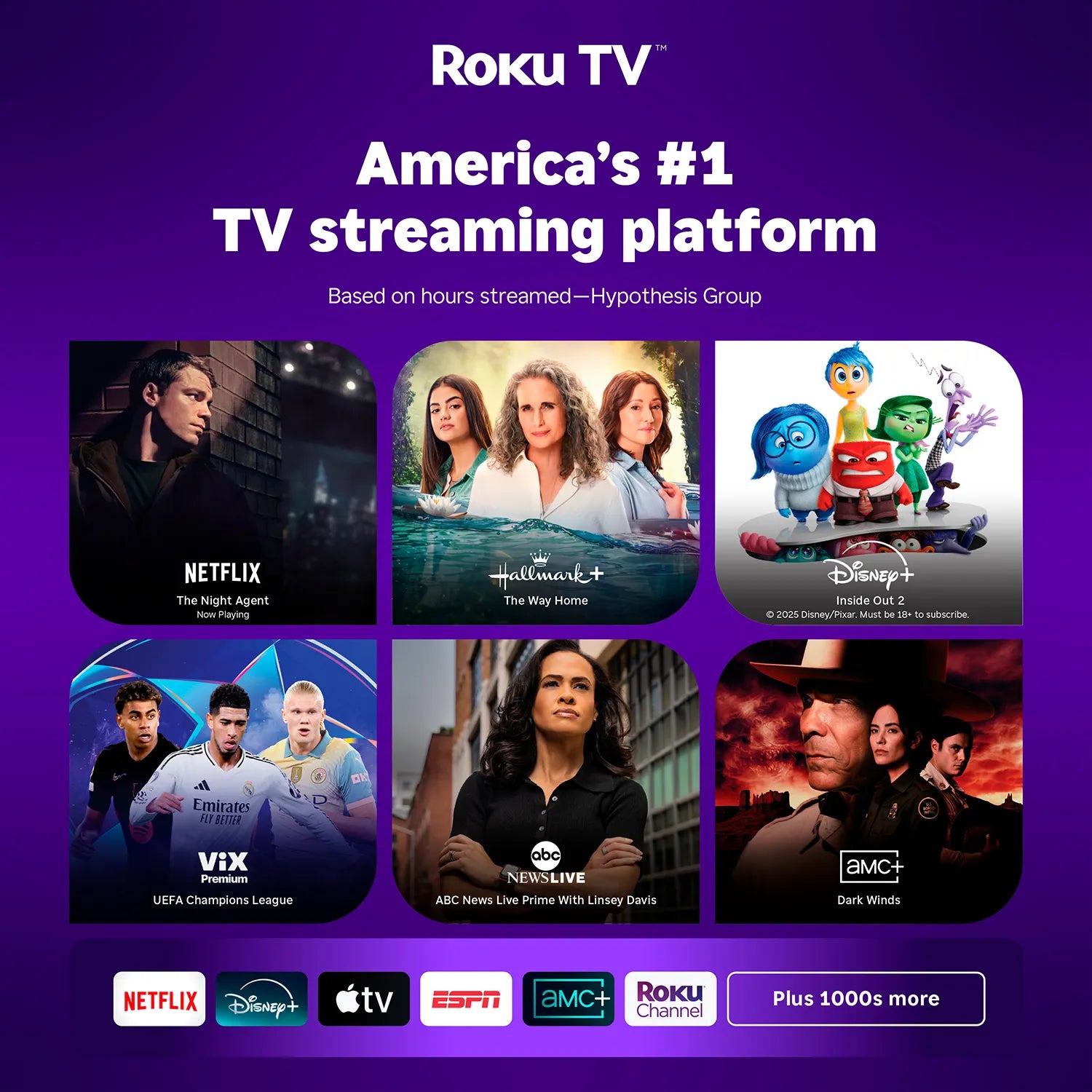 Aurzen Roku TV Smart Projector streaming apps – Netflix, Disney+, Apple TV, ESPN, Roku Channel and more