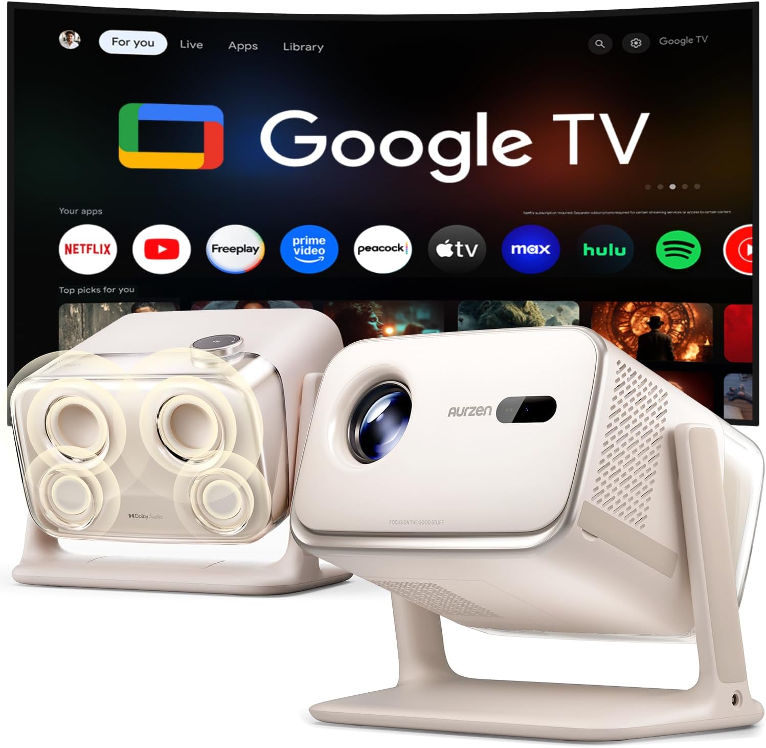 Aurzen BOOM mini projecteur intelligent Google TV | US Version