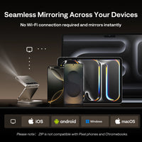Aurzen ZIP Mini Projector | One Click Project - Compatible with iOS/Android/Windows