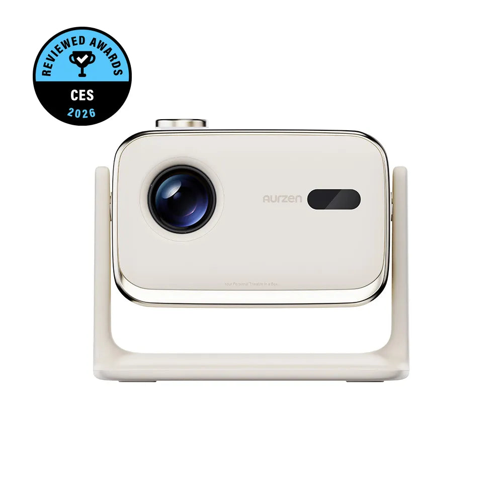 Aurzen BOOM mini Off-White Smart Projector with Google TV 