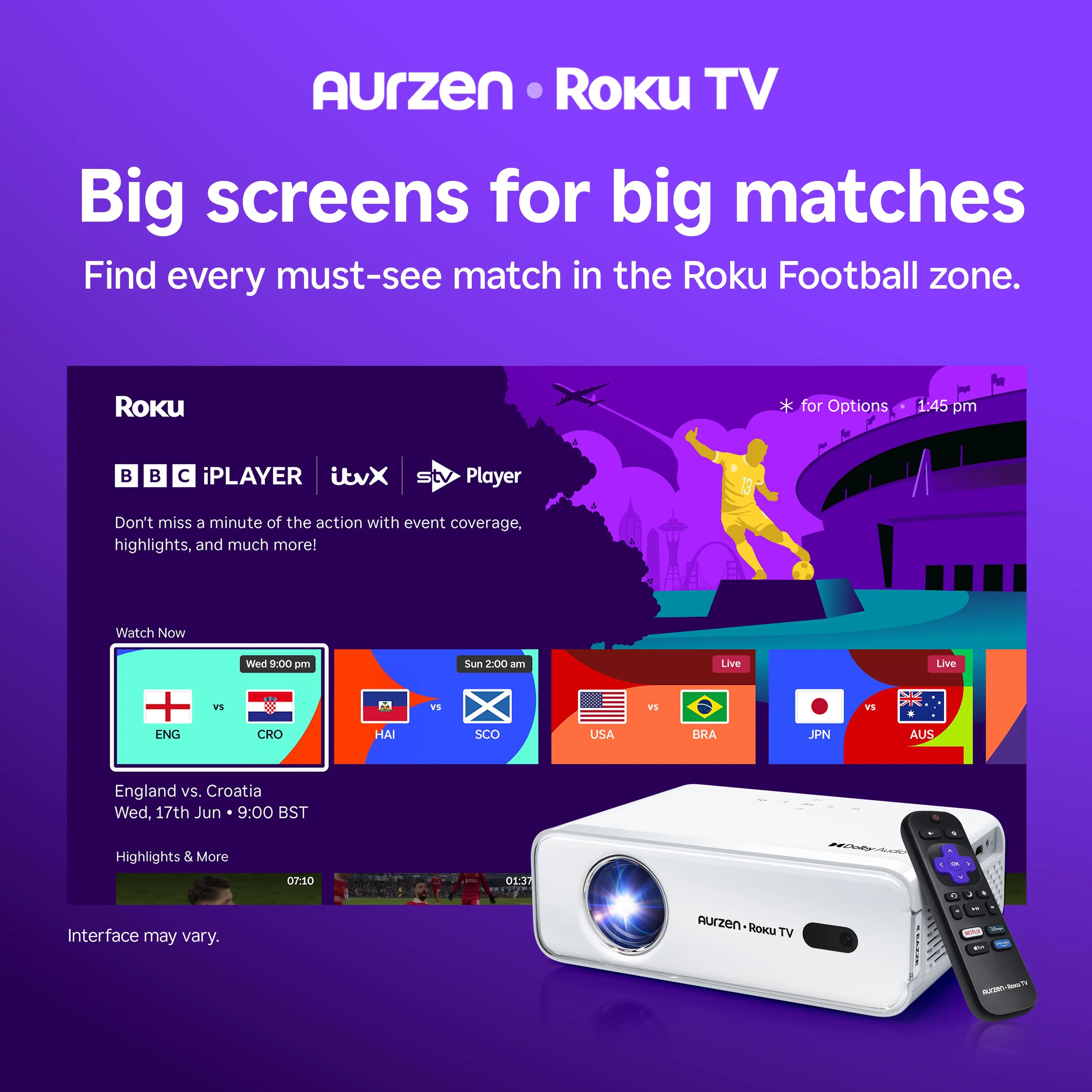 Aurzen EAZZE D1R Roku TV Smart Projector