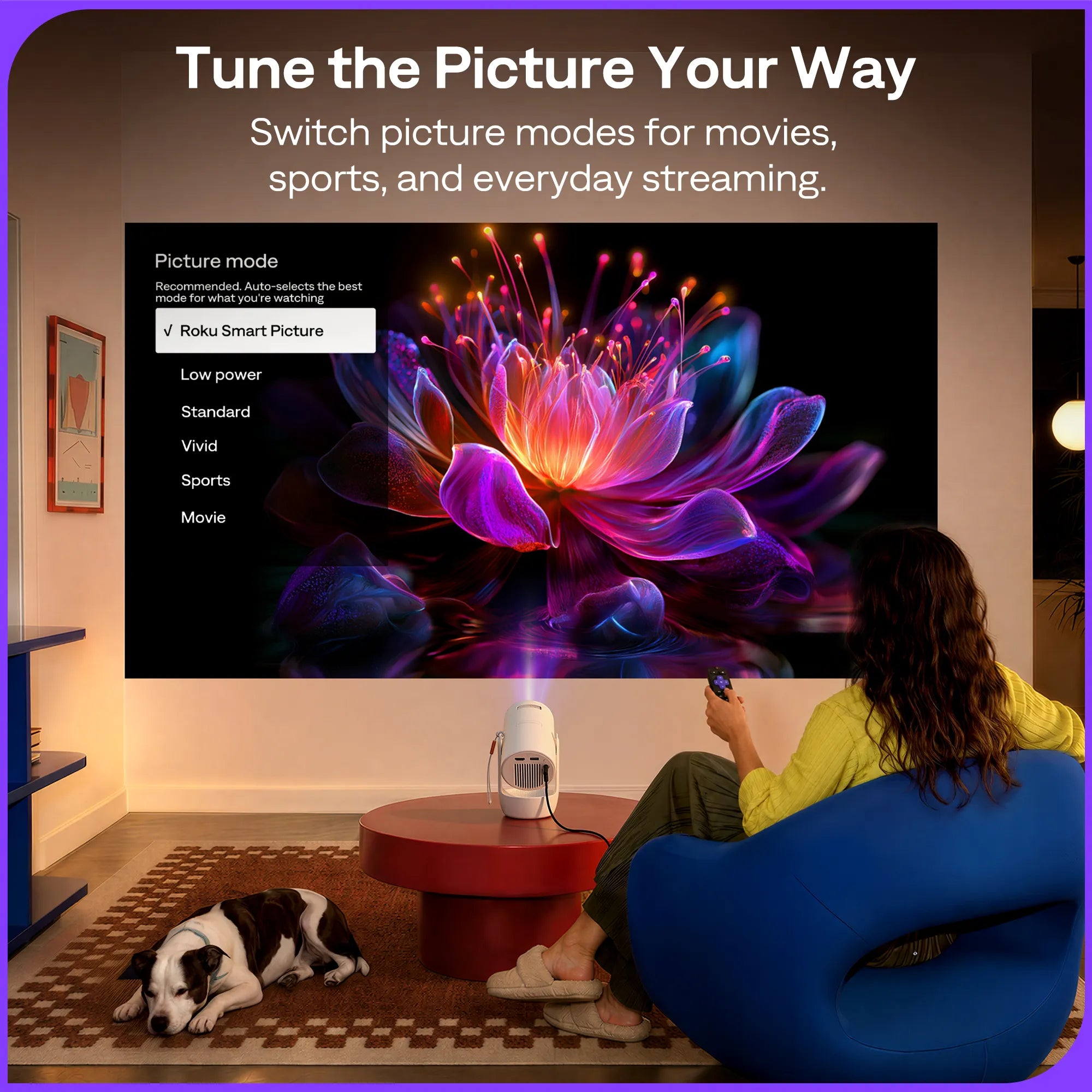 Aurzen EAZZE E1R Roku TV Smart Portable Mini Projector