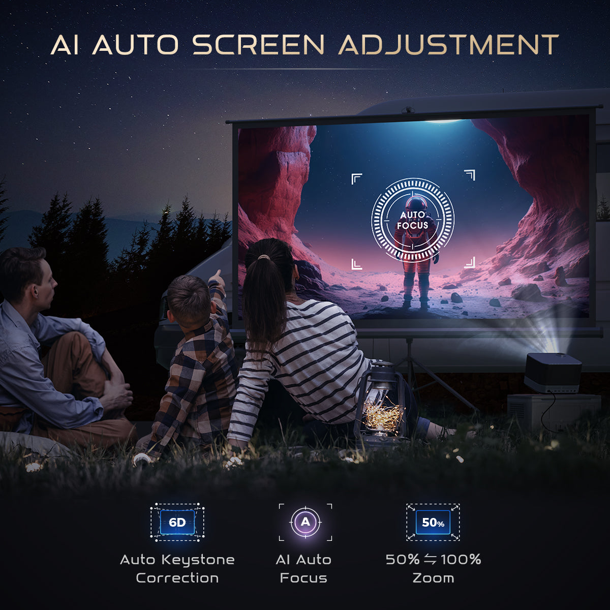 Aurzen BOOM 3 Black Smart Projector | 1080P Home Theater