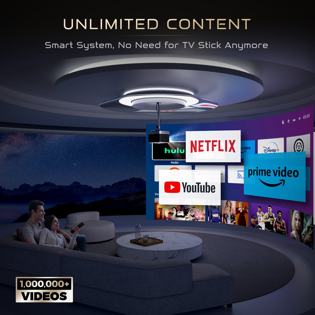 Aurzen BOOM 3 Black Smart Projector | 1080P Home Theater Aurzen BOOM 3 Black Smart Projector | 1080P Home Theater