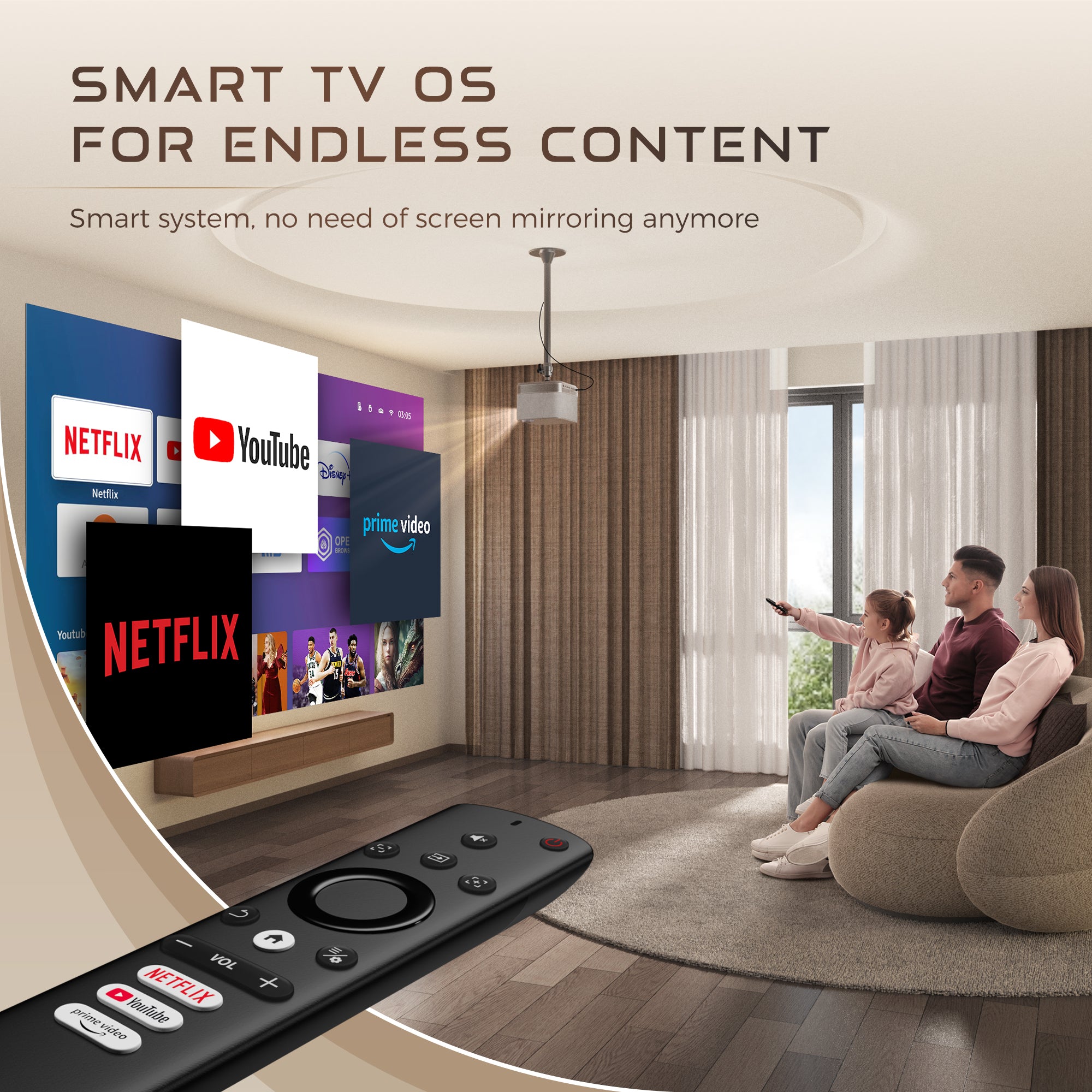 早割クーポン！ Smart Gold 3 BOOM Aurzen Projector Theater Home 1080P | プロジェクター
