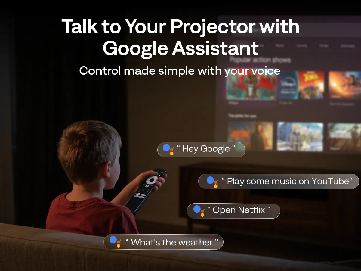 Talk to your projector with Google Assistant voice control prompts