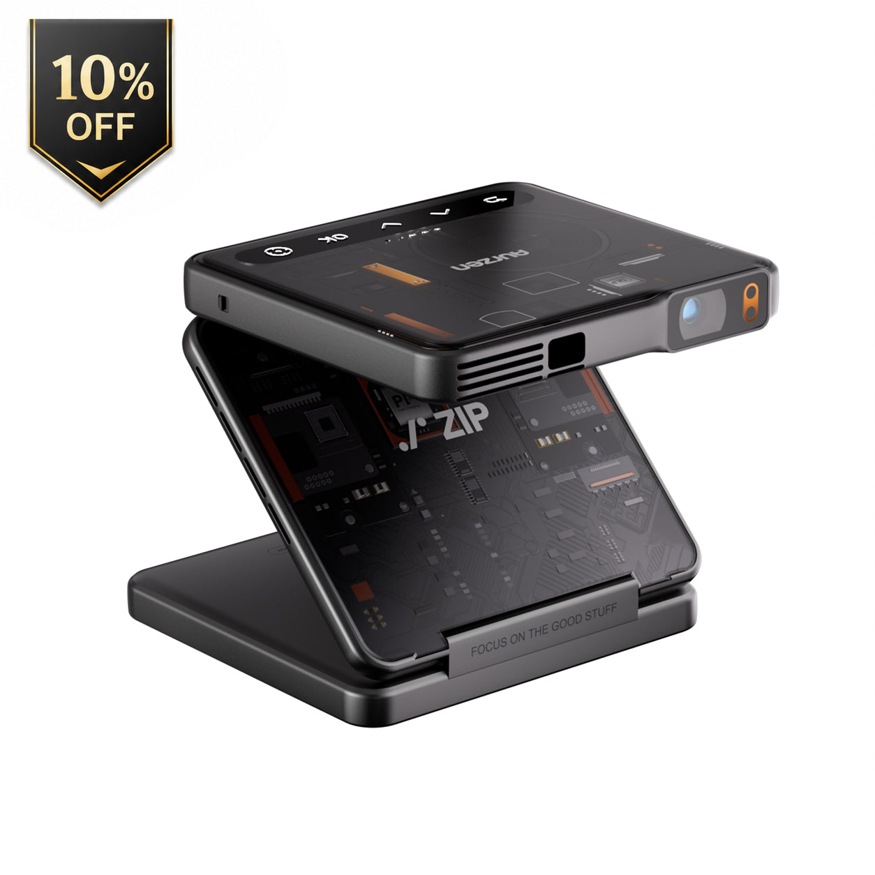 Aurzen ZIP Tri-Fold Portable Mini Projector