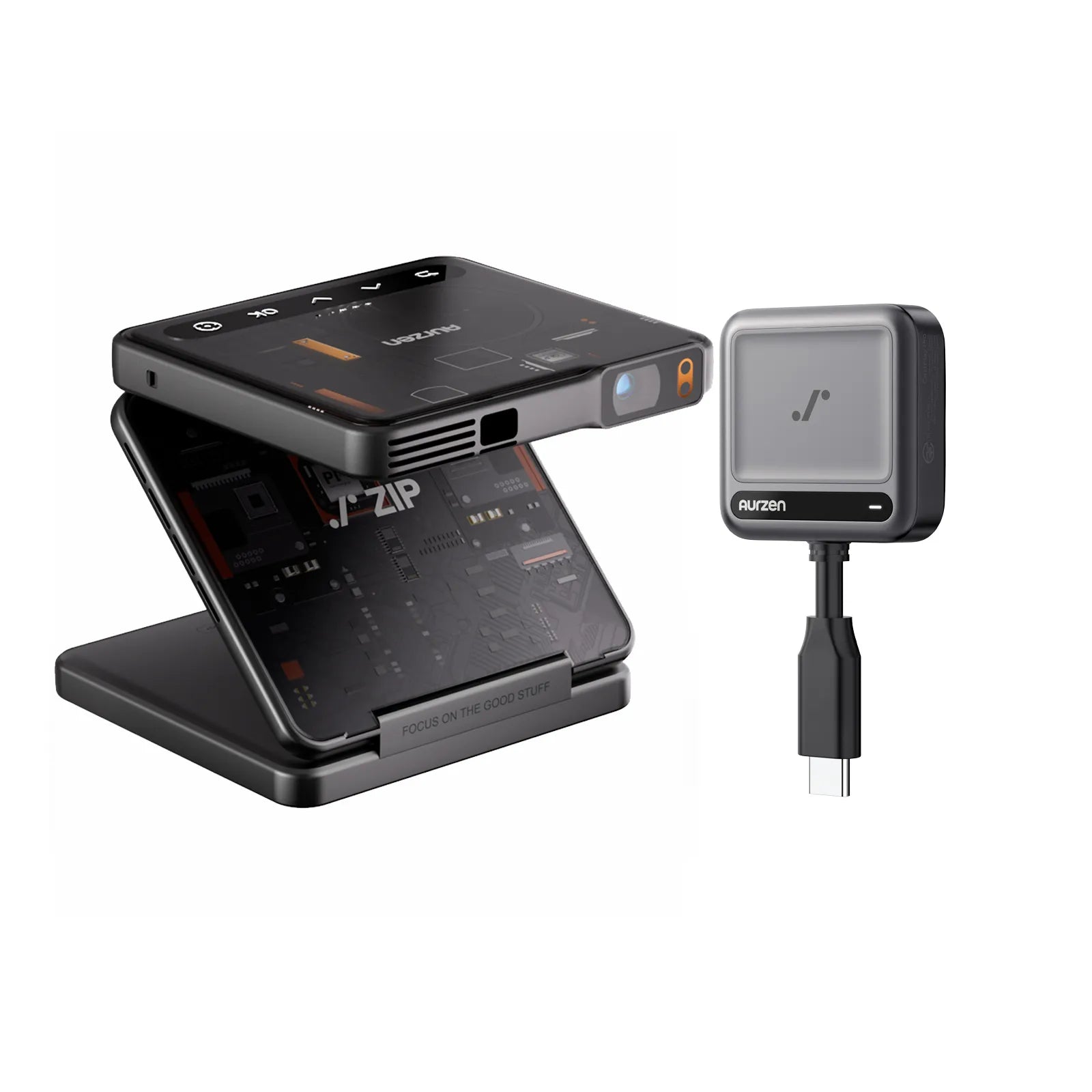 Aurzen ZIP Tri-Fold Portable Mini Projector | US Version